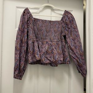 NWT J.Crew Liberty Print Smocked Babydoll Top